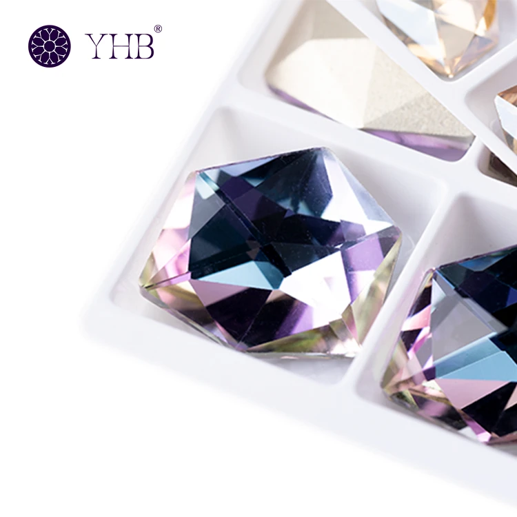 Yhb factory bulk ice cube fancy hotfix yhb glass crystal rhinestones