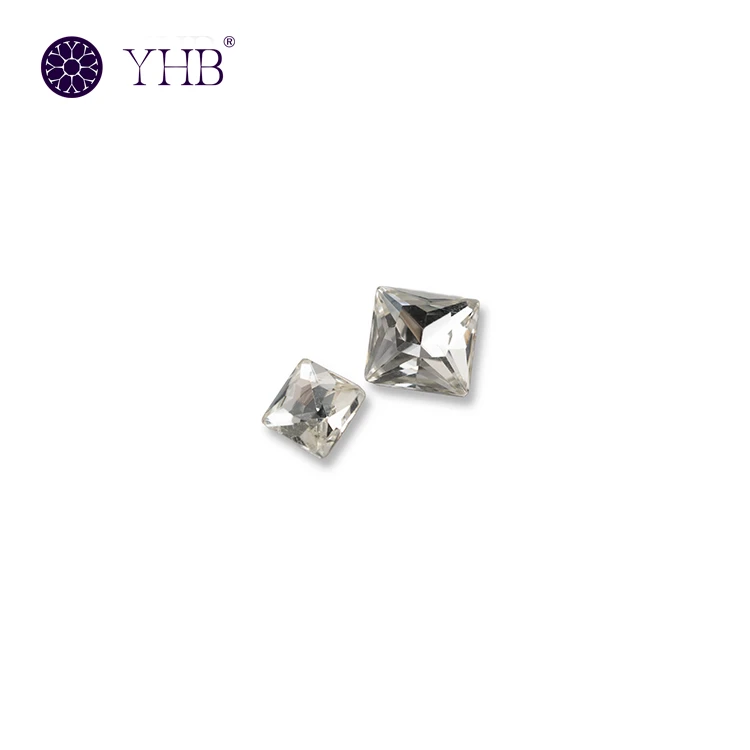 YHB crystal stones Pointed back square glass crystals for fabric heat transfer garment rhinestone applique