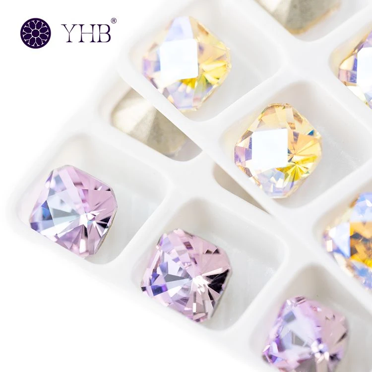 H3231 kaleidoscope square pointed back hotfix crystals wholesale