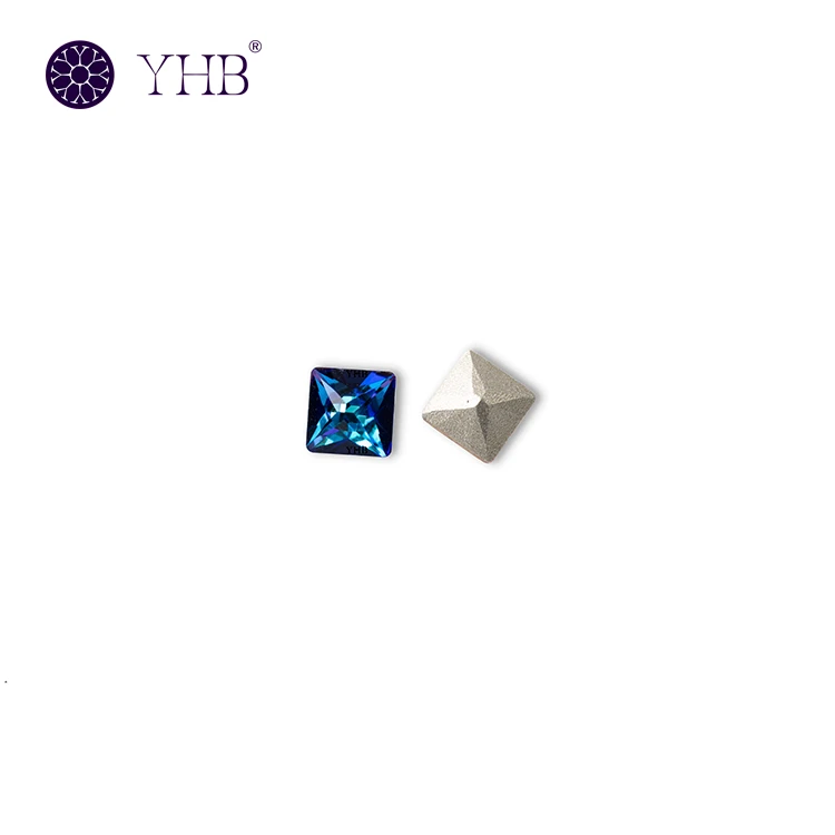 Multi-size square 4-facet pointback glass crystals wholesale for hotfix rhinestone transfer